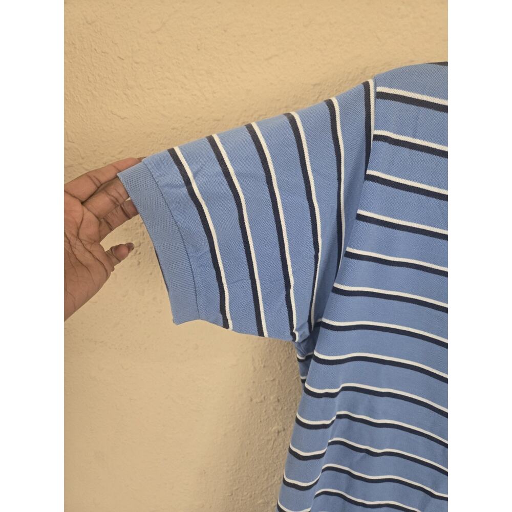 Ralph Lauren Polo Shirt Mens Blue Stripped Casual Pony Short Sleeve Rugby, M - Picture 2 of 4